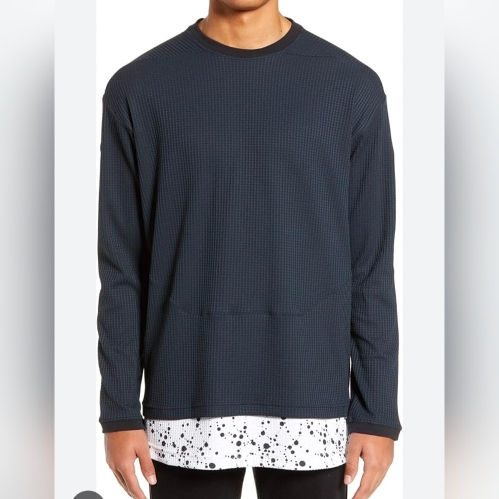 Nike ACG Waffle Knit Long Sleeve Shirt Top‎ Men's Size Small Neon Swoosh